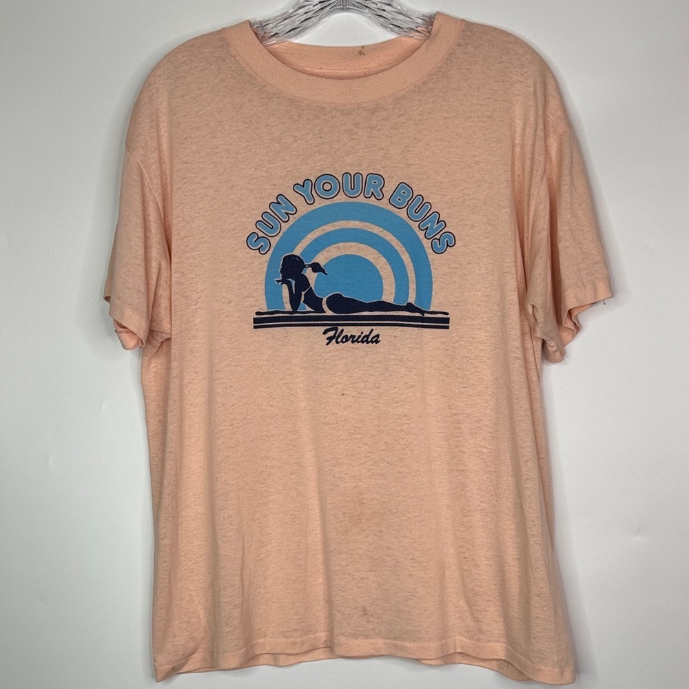 Vintage Delta Fifty FIgty Sun Your Buns Florida Tshirt Size Large